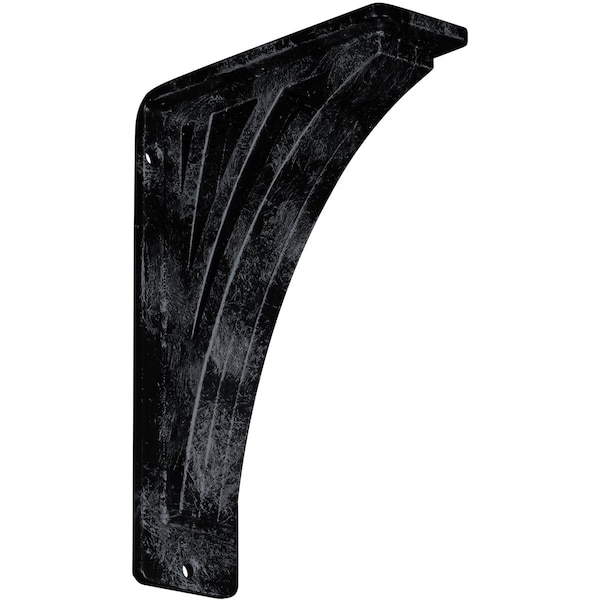 Ekena Millwork Nevio Wrought Iron Bracket, (Triple center brace), Antiqued Pewter 2"W x 5 1/2"D x 8"H BKTM02X05X08TNEAPW - main